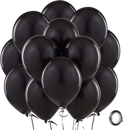 Bezente Black Balloons Latex Party Balloons - 100 Pack 12 inch Round Helium Balloons for Black Th... | Amazon (US)