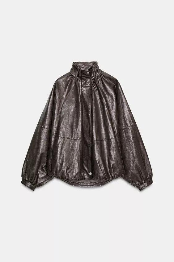 ZW COLLECTION LEATHER EFFECT BOMBER JACKET | Zara UK