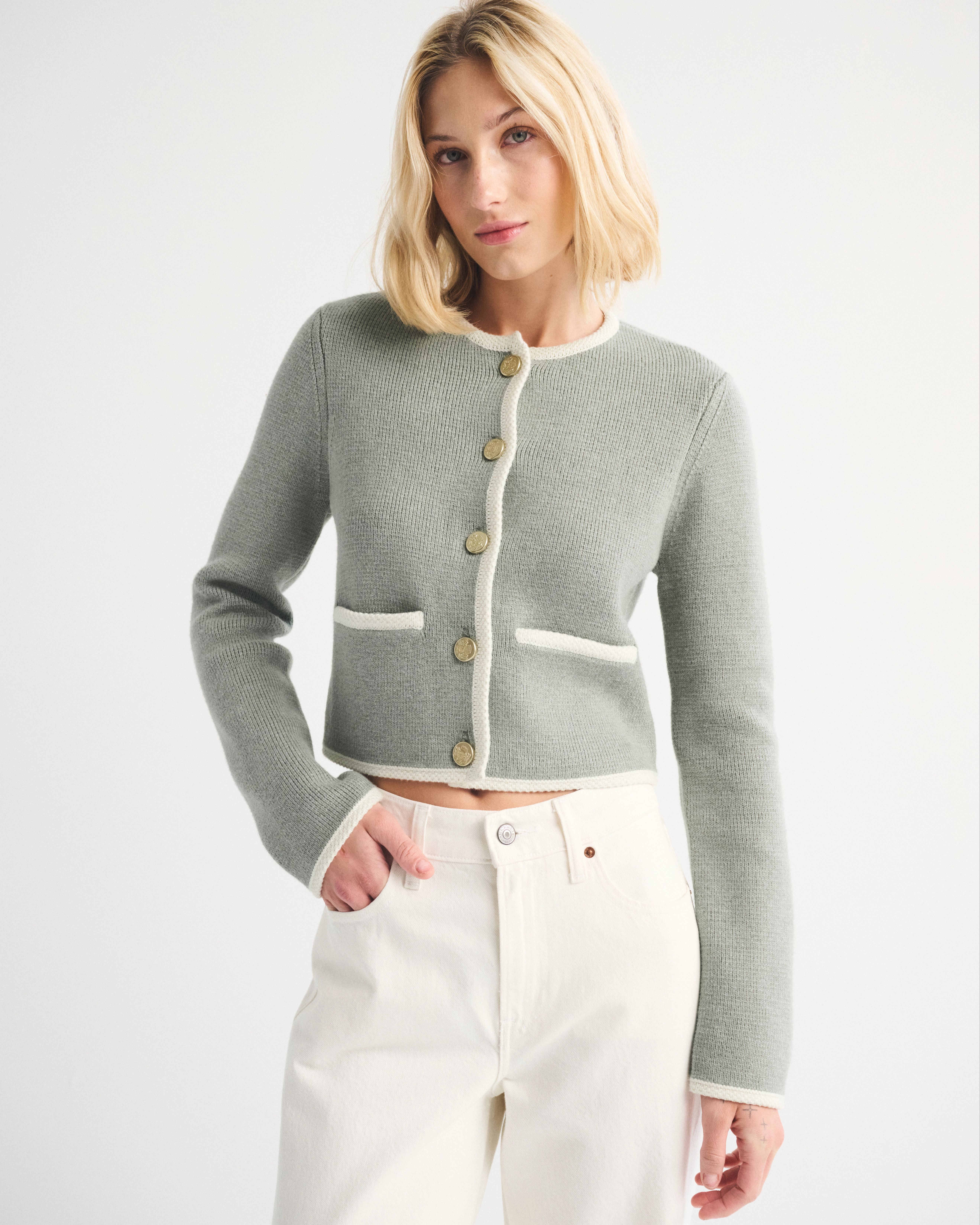 Collarless Sweater Jacket | Abercrombie & Fitch (US)