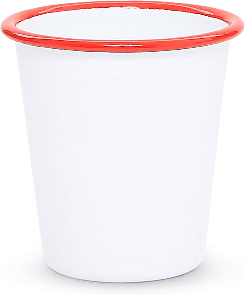 Crow Canyon Home Enamelware Tumbler, 10 ounce, Vintage White/Red (Single) | Amazon (US)