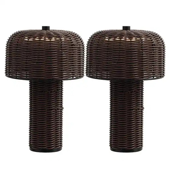 JONATHAN Y 10" Indoor/Outdoor Wicker Rechargeable/Cordless Dimmable LED Table Lamp (Set 2) - Bed ... | Bed Bath & Beyond