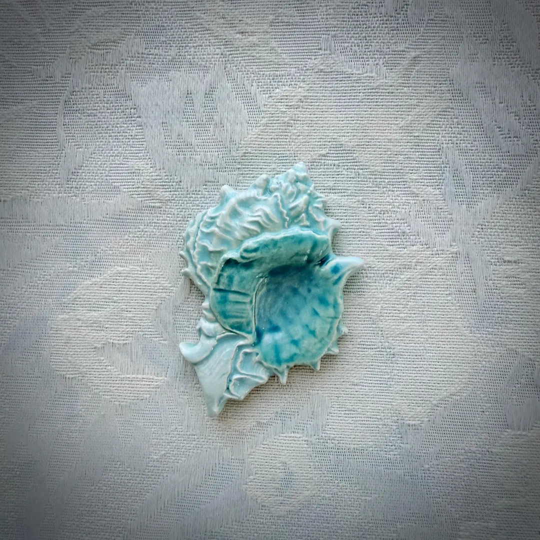 Turquoise Ceramic Shell, Hand Painted Art Tile, Seascape Mosaic Supply | Etsy (US)