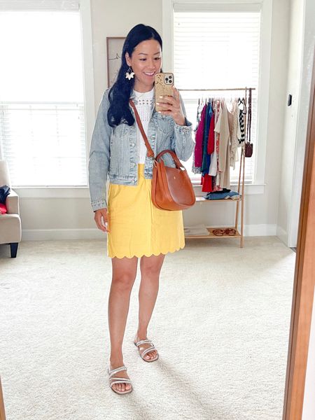 Exact tank top and skirt are older
Size small denim jacket
Sandals are true to size 

#LTKunder50 #LTKSeasonal #LTKstyletip