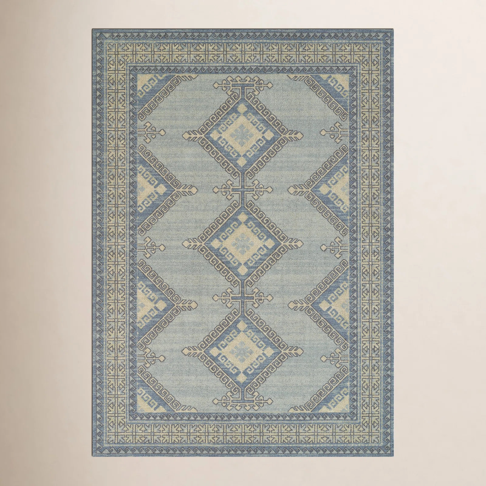 Aldona Oriental Machine Woven Nylon/Wool Area Rug in Blue/Brown | Birch Lane
