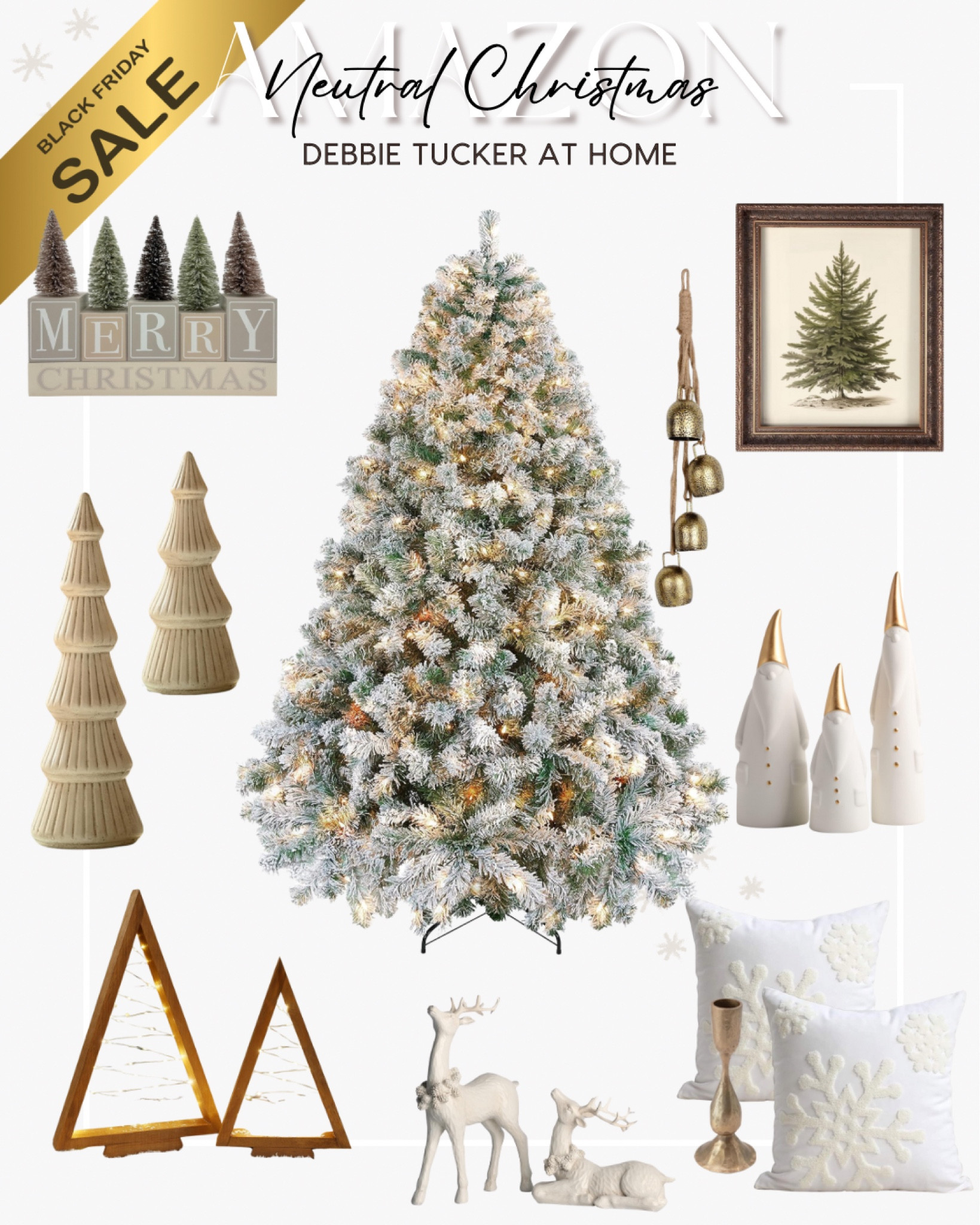 Amazon BLACK FRIDAY deals on neutral Christmas decor. Save big on the flocked Christmas tree, Santa figures, bells and more!!

#LTKSeasonal #LTKFindsUnder50 #LTKHome