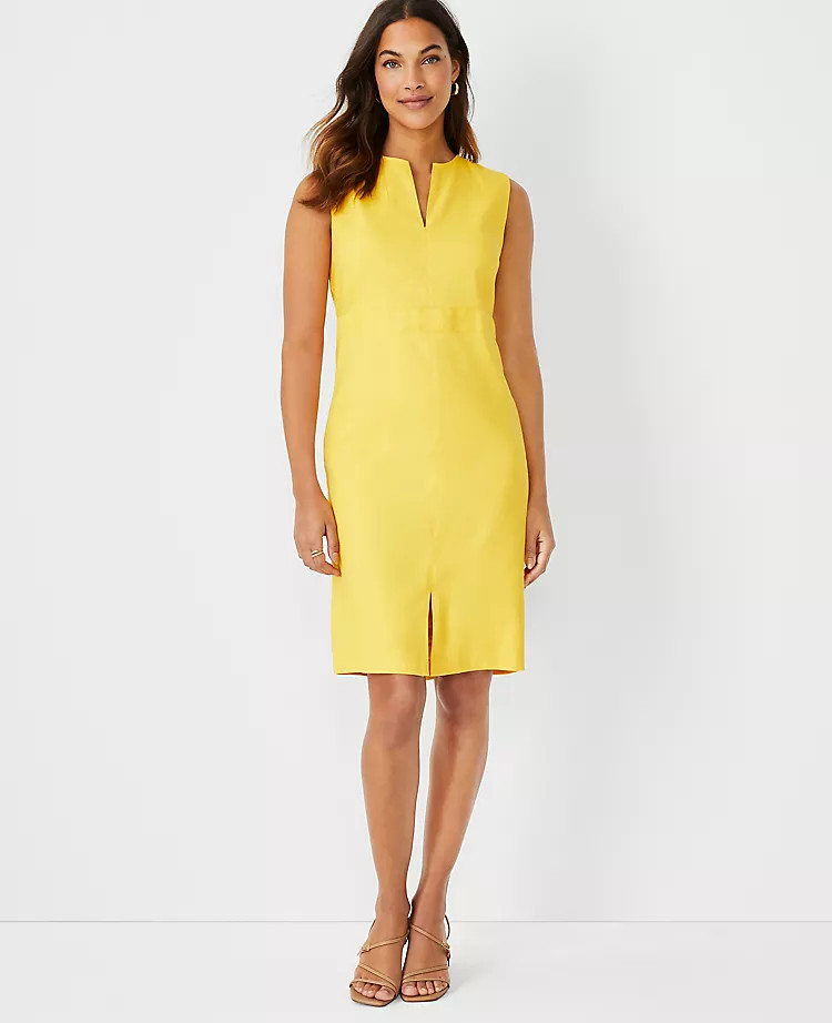 Linen Blend Twill Sheath Dress | Ann Taylor (US)
