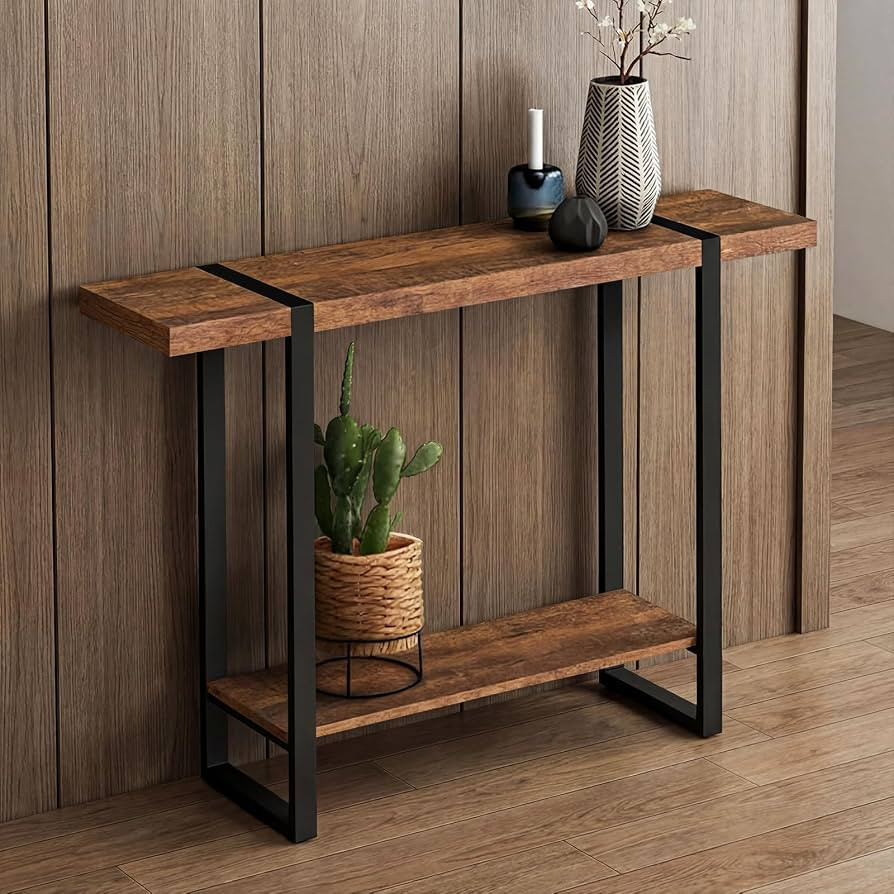 Real Solid Wood Console Table, Narrow Entryway Table for Small Spaces, Heavy Duty Sofa Table, Mod... | Amazon (US)