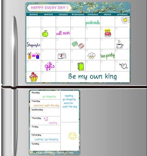 Magnetic Dry Erase Calendar - Refrigerator Dry Erase Fridge Calendar for Wall with Grocery List ... | Amazon (US)