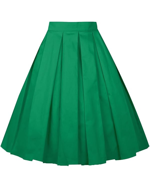 Girstunm Women's Pleated Vintage Skirt Floral Print A-line Midi Skirts with Pockets | Amazon (US)