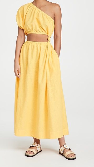 Yellow Open Waist Dress | Shopbop