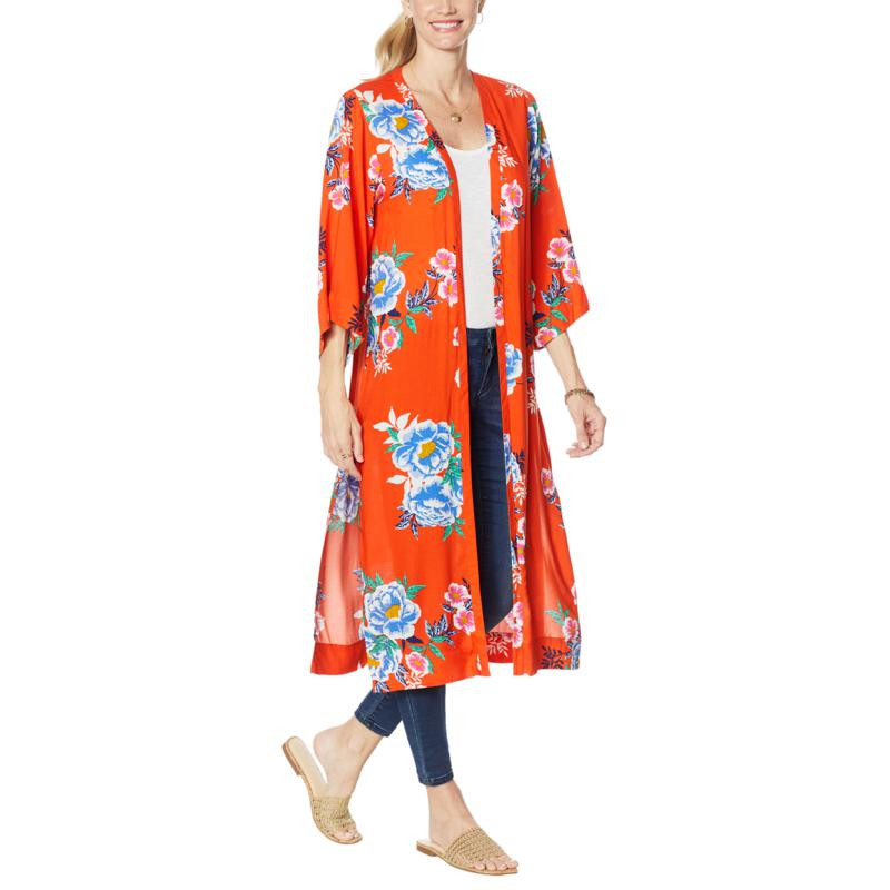Jessica Simpson Gwendelin Printed Kimono Duster | HSN