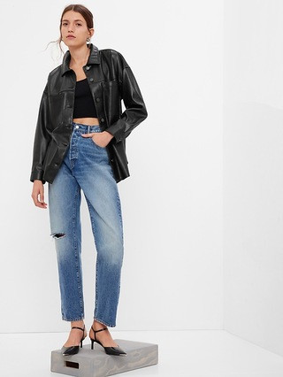 Faux-Leather Utility Shirt Jacket | Gap (US)