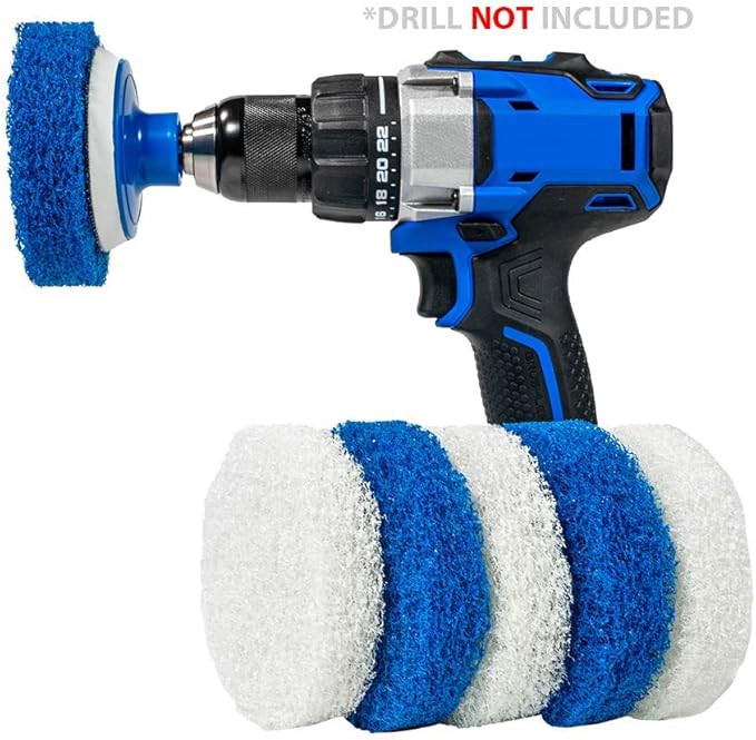 RotoScrub Bathroom Cleaning Drill Accessory Kit - Blue and White Scrub Pads | Amazon (US)