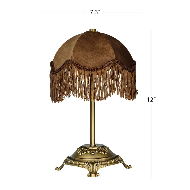 Home Decor Collection Sterling & Noble Home Brown Velvet Fringe Victorian Style Rechargeable Tabl... | Walmart (US)
