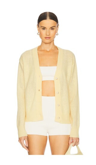 Featherweight Cashmere Cardigan in Pale Yellow | Revolve Clothing (Global)