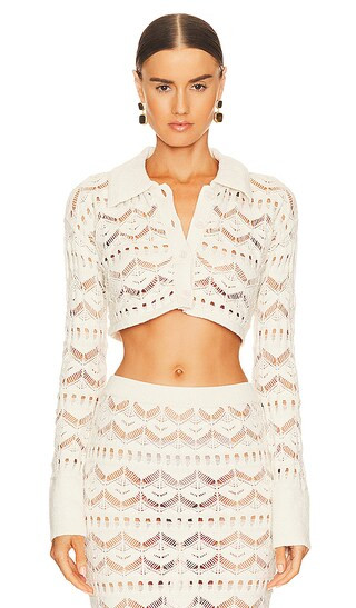 Talmai Pointelle Cropped Cardigan in Ivory | Revolve Clothing (Global)