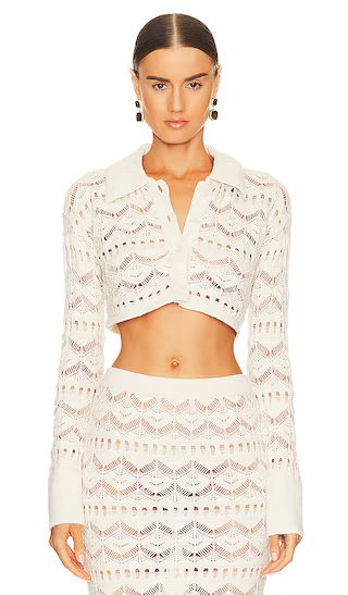 Talmai Pointelle Cropped Cardigan in Ivory | Revolve Clothing (Global)