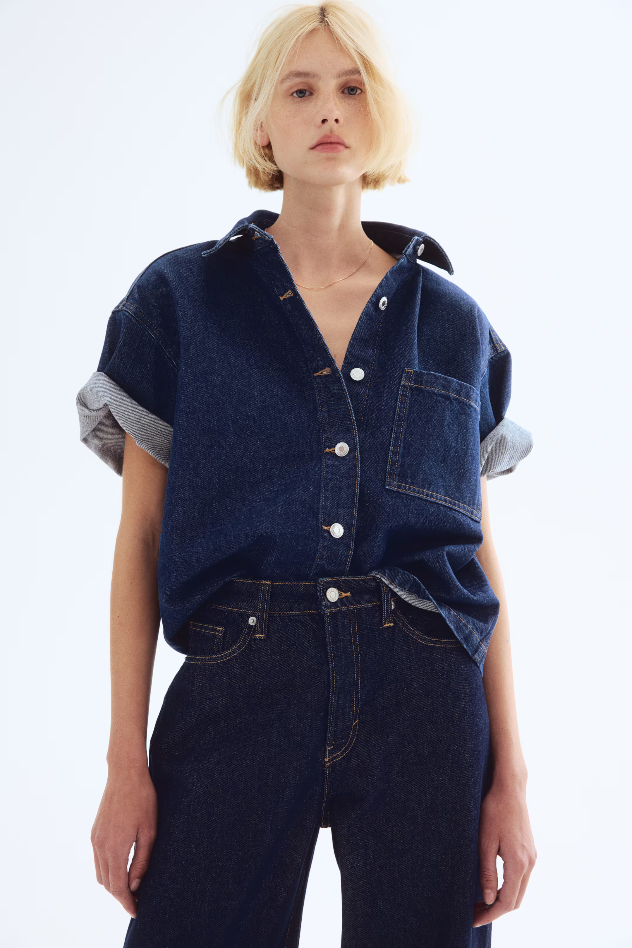 Oversized denim overhemdblouse | H&M (DE, AT, CH, NL, FI)