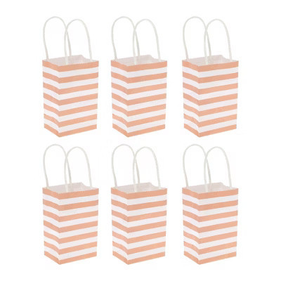 Unique Bargains Stripes Gift Bags Pink 6 Pcs | Target