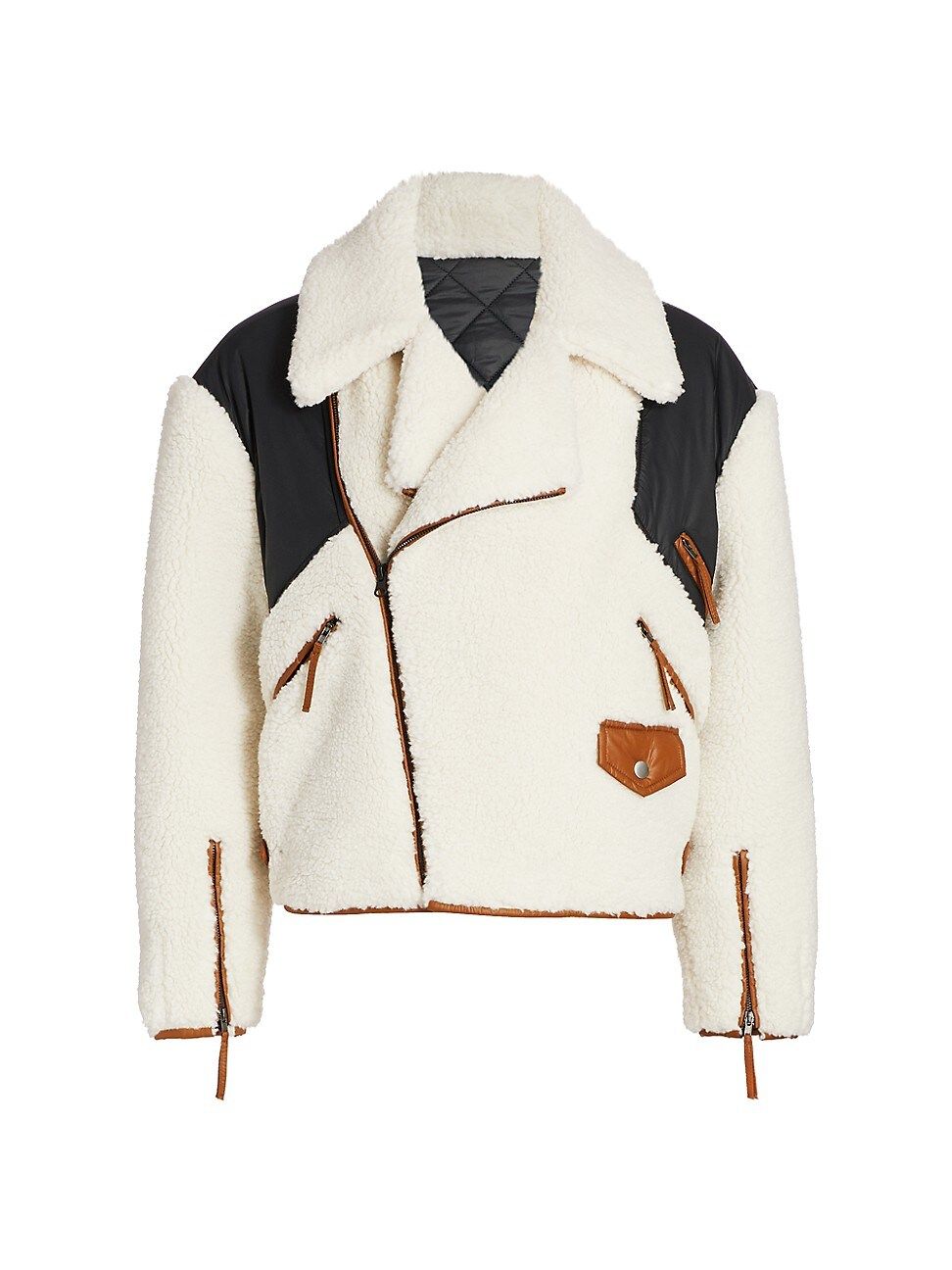 Frame Women's Fleece Mix Aviator Jacket - Off White Multi - Size Large | Saks Fifth Avenue