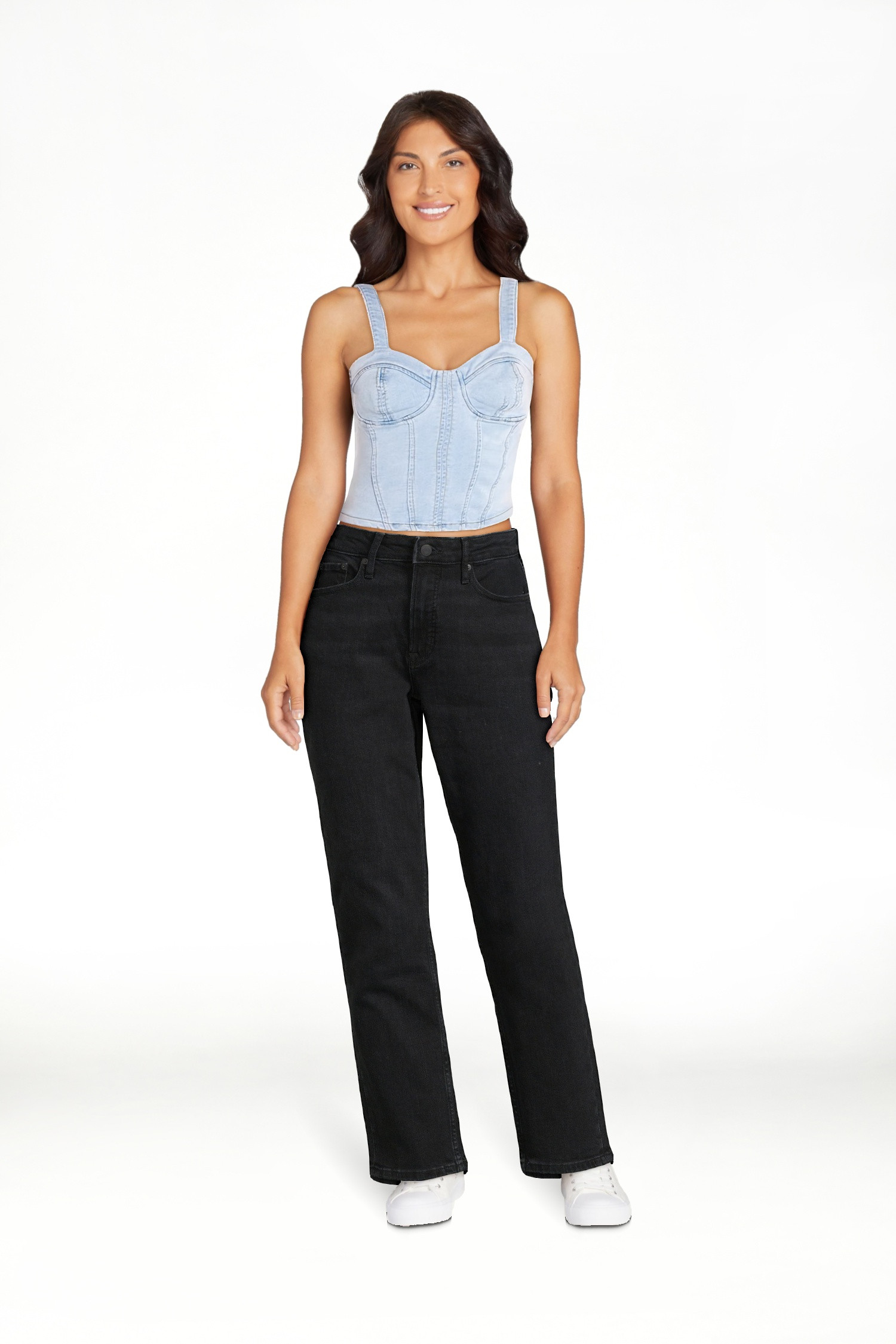 No Boundaries Juniors’ Denim Corset Top, Sizes XS-XXXL | Walmart (US)