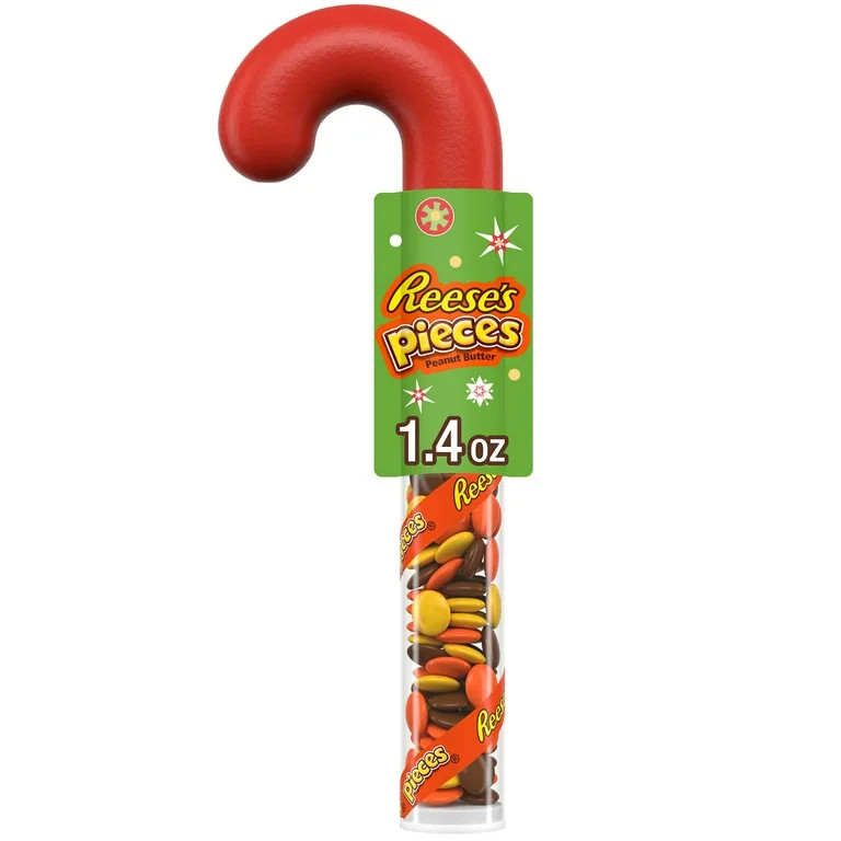 Reese's Pieces Candy Christmas Candy, Plastic Cane 1.4 oz | Walmart (US)