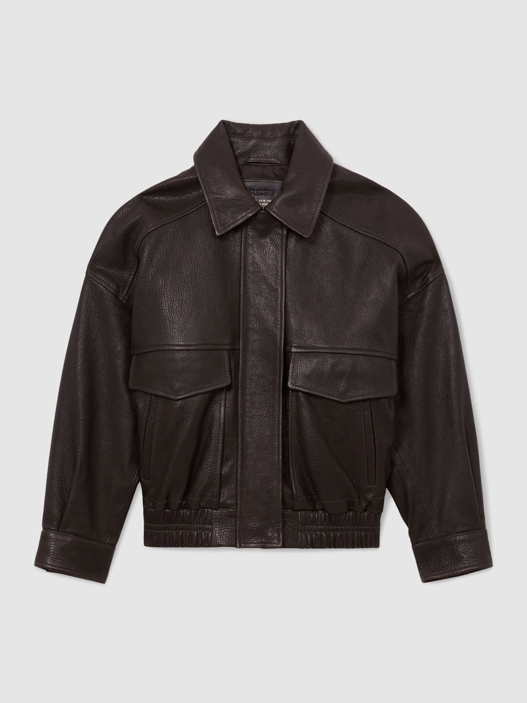 Leather Twin-Pocket Relaxed Jacket | Reiss US