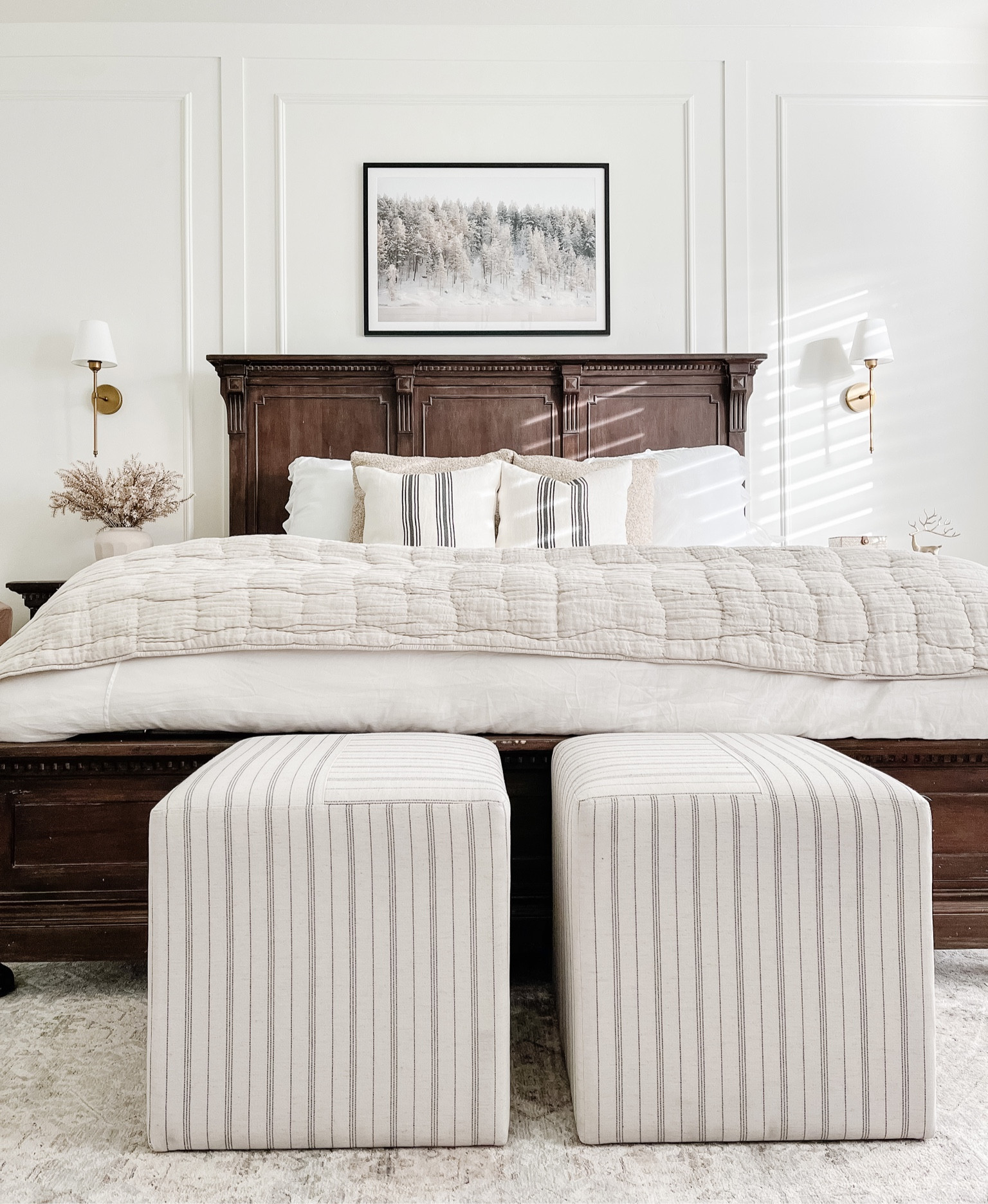 Winter art, Christmas art, bedroom, ottomans 

#LTKhome #LTKSeasonal