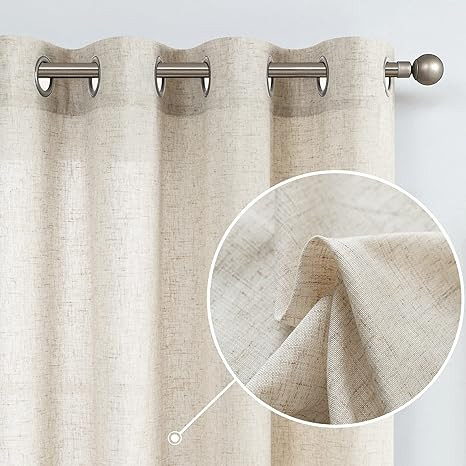 jinchan Linen Cotton Blend Curtains for Living Room Long Window Curtains Privacy Flax Linen Look ... | Amazon (US)