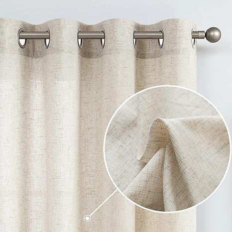 jinchan Linen Cotton Blend Curtains for Living Room Long Window Curtains Privacy Flax Linen Look ... | Amazon (US)