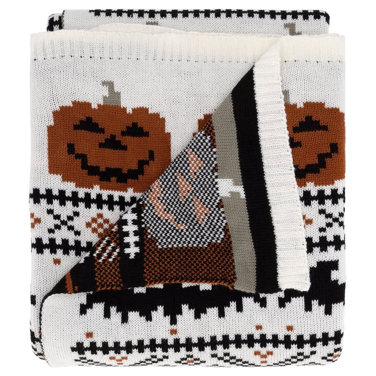 My Texas House Pumpkins and Bats Cotton Knit Throw, Multicolor, 50" x 60" | Walmart (US)