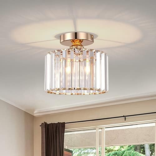 BUXVRCS Semi Flush Mount Ceiling Light, Modern Chandelier Crystal Ceiling Light Fixture,Small Clo... | Amazon (US)