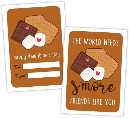 Greetings Valentine's Day Cards for Classroom, 30 Valentine's Greeting Cards, Cute S'mores Themed... | Amazon (US)