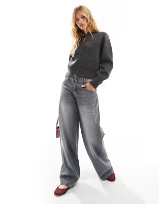 ASOS DESIGN knitted cardigan in charcoal | ASOS (Global)