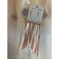 Copper Rose Gold Double Cut Fringe Leather Earrings, Jewelry, Fringe, Metallic, Rose Gold | Etsy (US)