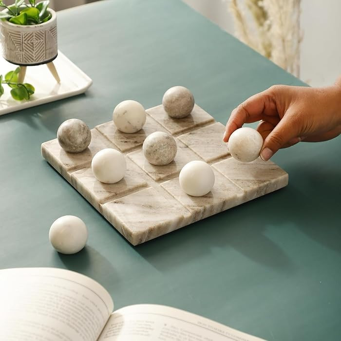 Handmade Marble Tic Tac Toe Board Game with Theme Diwali Gift X O Game Diwali Gift and Gift for S... | Amazon (US)