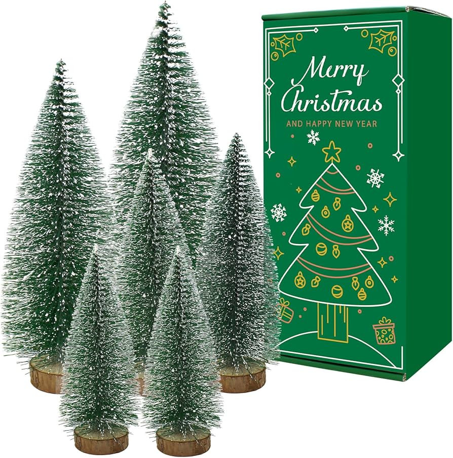 6 Pcs Small Christmas Trees Bottle Brush Christmas Trees Christmas Decorations, Small Christmas P... | Amazon (US)