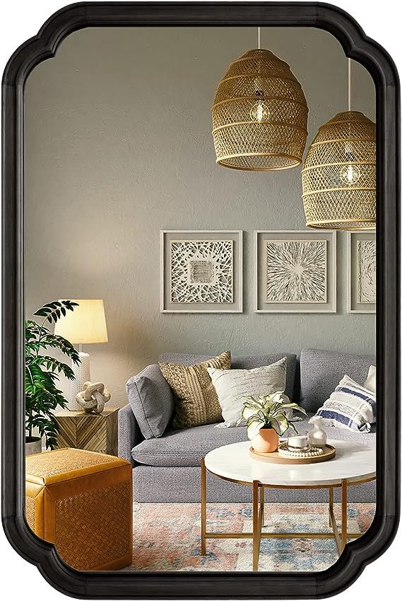 WallBeyond 24" x 36" Rounded Corner Arch Wall Mirror with Wood Frame for Entryway, Living Room or... | Amazon (US)