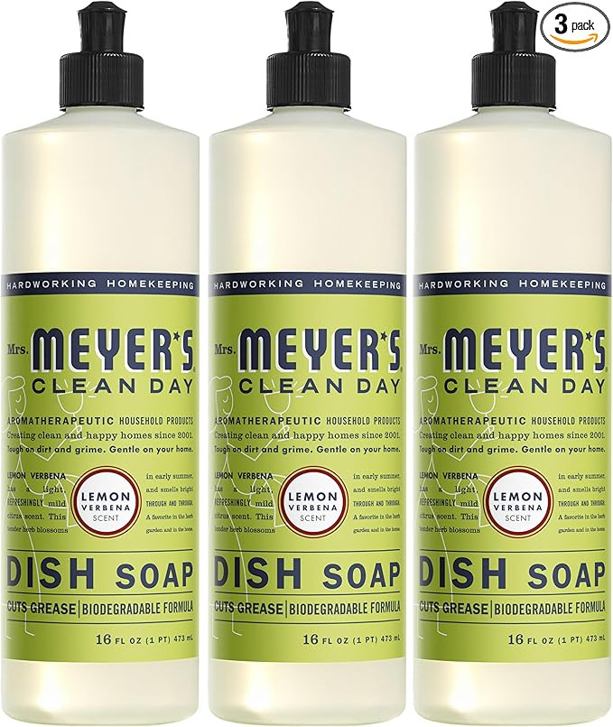 MRS. MEYER'S CLEAN DAY Liquid Dish Soap, Biodegradable Formula, Lemon Verbena, 16 fl. oz - Pack o... | Amazon (US)