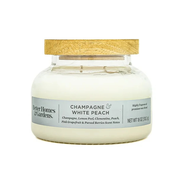 Better Homes & Gardens 18oz Champagne & White Peach Scented 2-Wick Ombre Bell Jar Candle | Walmart (US)