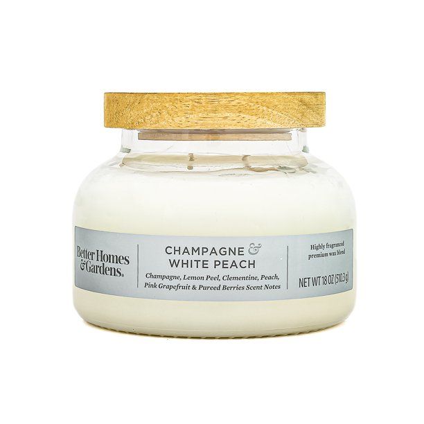 Better Homes & Gardens 18oz Champagne & White Peach Scented 2-Wick Ombre Bell Jar Candle | Walmart (US)