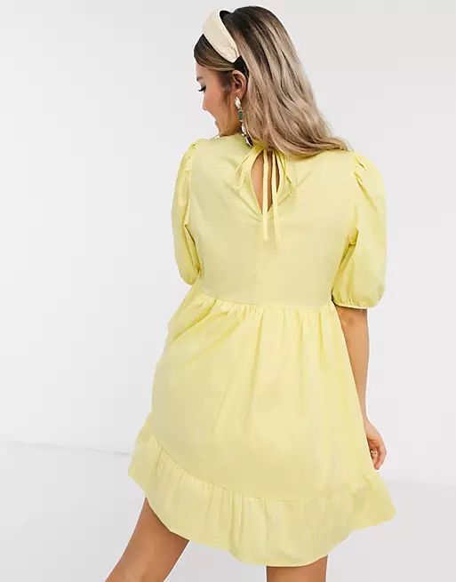 New Look mini poplin smock dress in yellow | ASOS (Global)