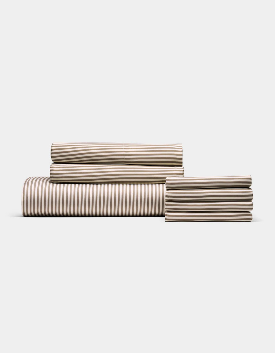 Bamboo Viscose Bedding Core Bundle in Classic Stripe in Ebony (Size: Split King) - Cozy Earth | Cozy Earth