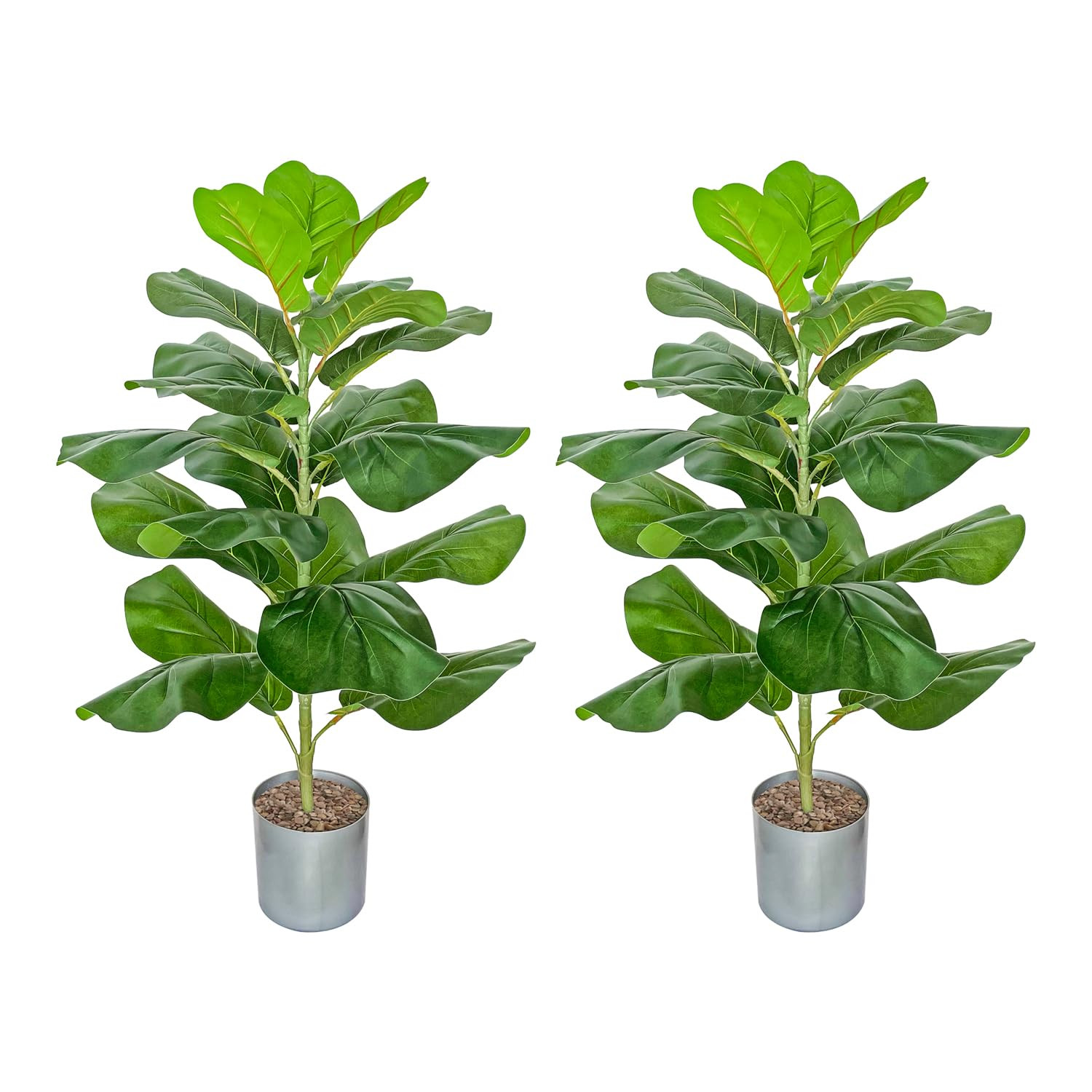 BESAMENATURE Artificial Fiddle Leaf Fig Tree/Faux Ficus Lyrata for Home Office Decoration 30.5" Tall Ships in Silvery Gray Planter, 2 Pack | Amazon (US)