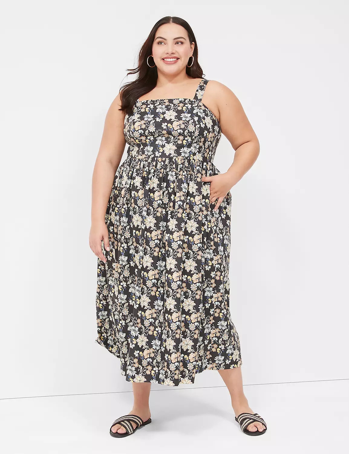 Smocked-Back Pleated Midi Dress | LaneBryant | Lane Bryant (US)