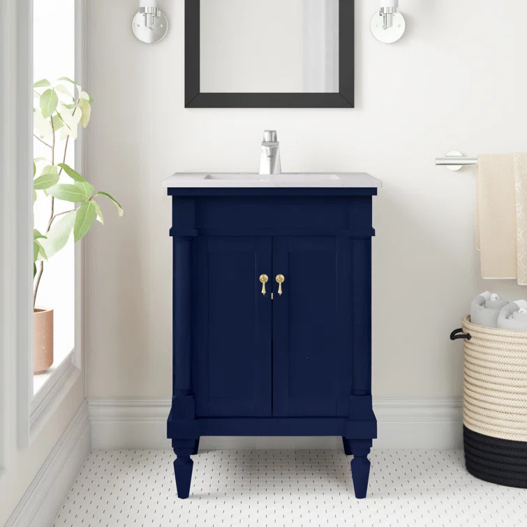 Uriah 24'' Free Standing Single Bathroom Vanity with Marble Top | Wayfair North America