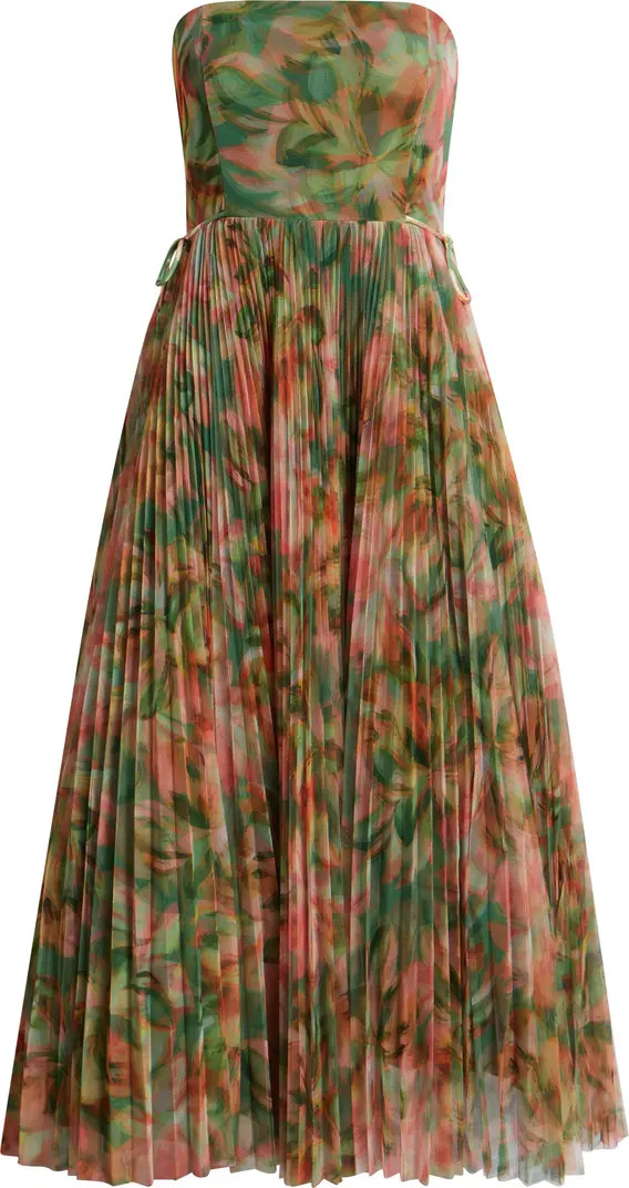 Pleated Strapless Mesh Gown | Nordstrom