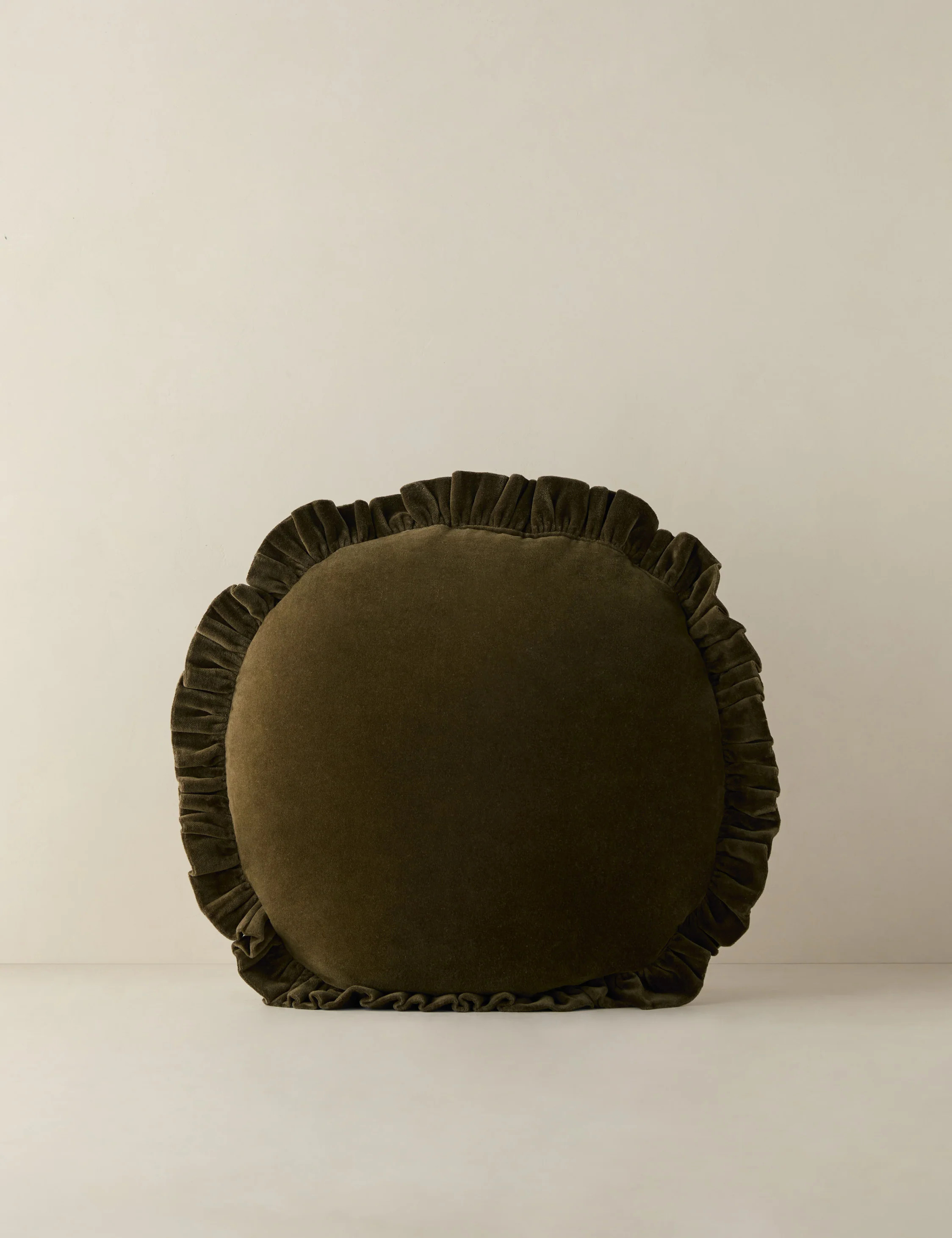 Mauree Velvet Round Pillow, Olive | Lulu and Georgia 