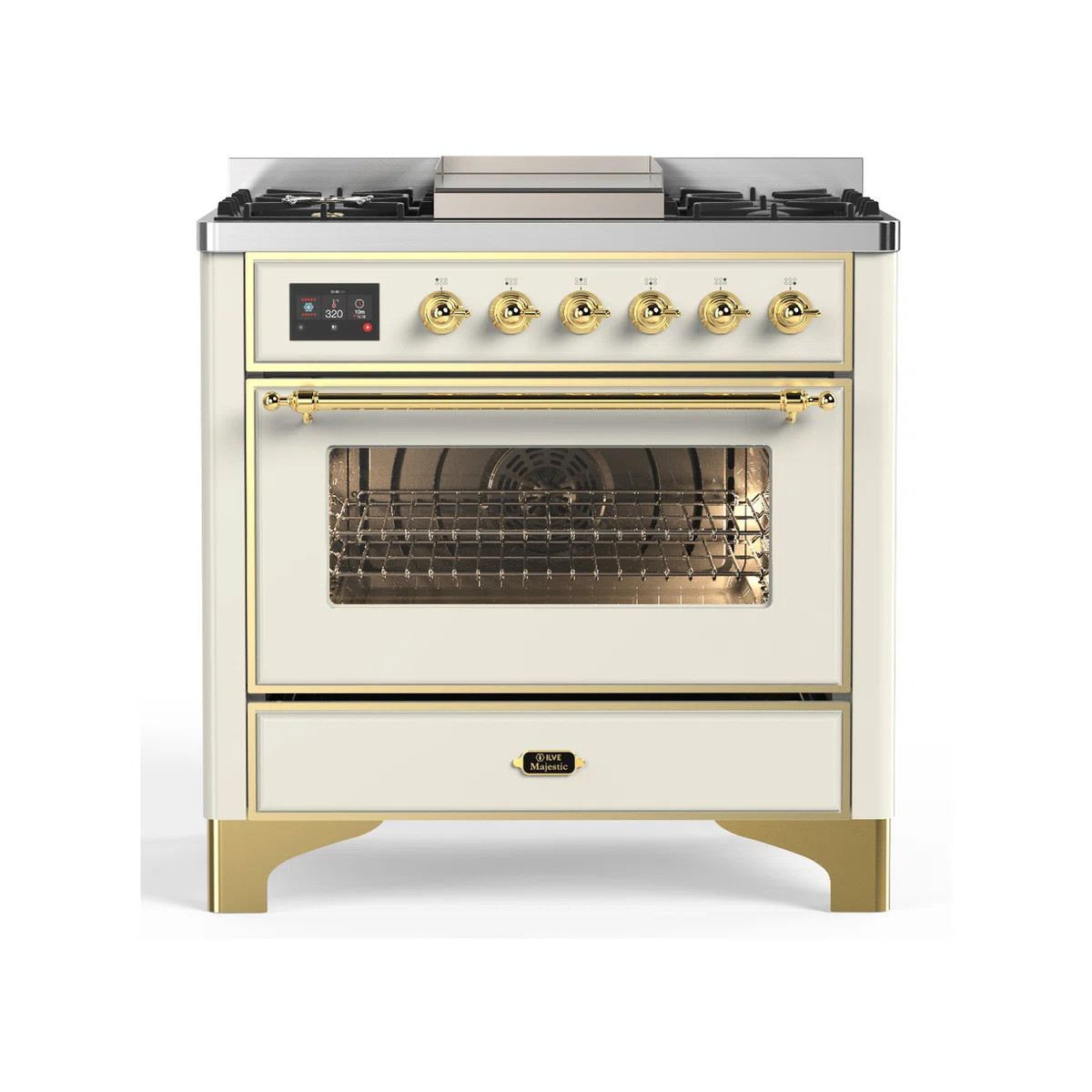 Majestic III Series 36 Inch Dual Fuel Range with 6 Sealed Burners, Griddle, in Antique White (Nat... | Wayfair North America