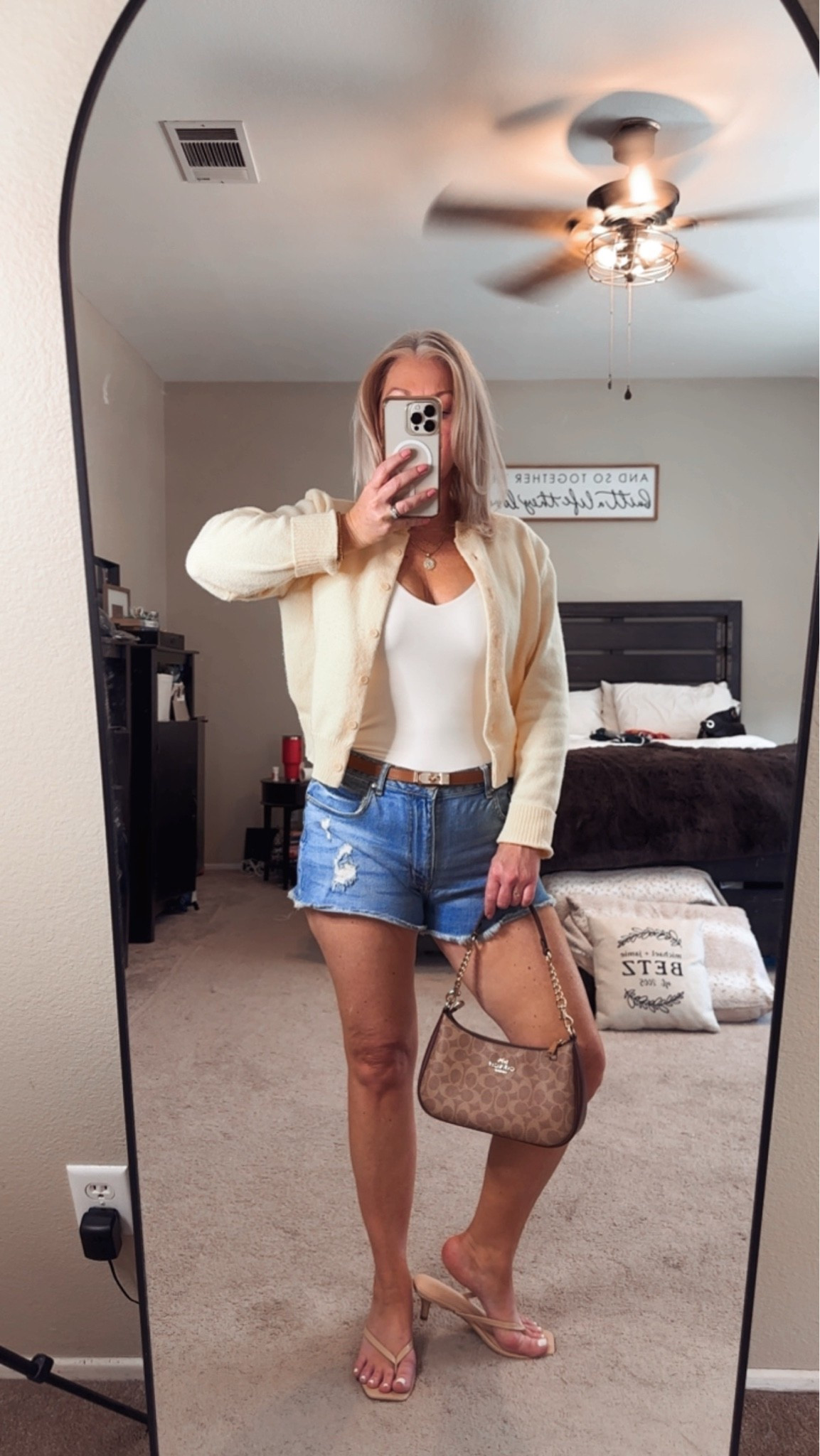 Spring to summer look
Yellow cardigan

#LTKootd #LTKPetite